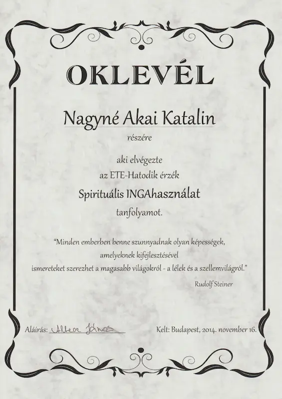 Ingahasználat oklevél