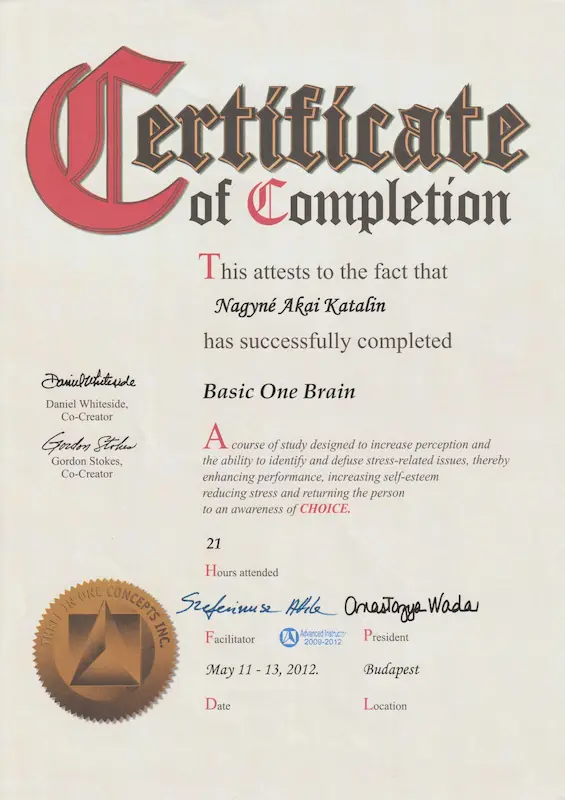 Kineziológia Basic One Brain oklevél